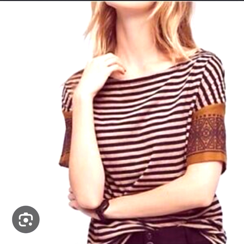Anthropologie Lillies Closet Stripe Tee Sz S